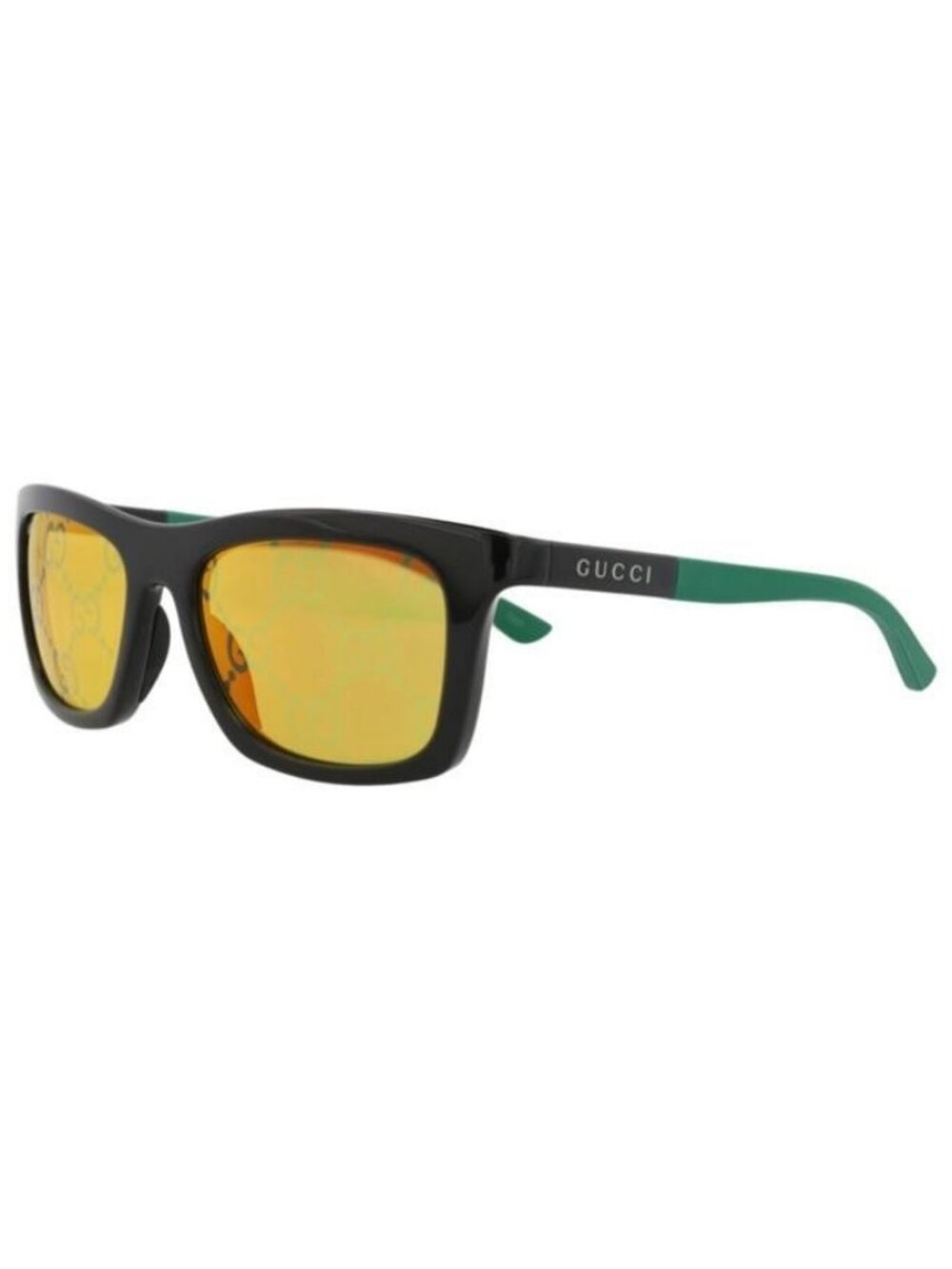 New Gucci Mens Square/Rectangle Black Green Yellow Fashion Designer Sunglasses